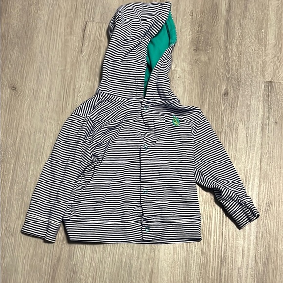 Gymboree Striped Hooded Jacket with Teal Lining 12-18M - Picture 1 of 1